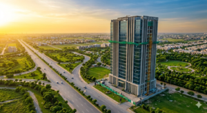 ABS Central luxury apartments Bahria Town Lahore Ring Road front 2026 real view